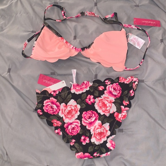 Pink Rose/Floral Xhilaration Bikini Set - Picture 4 of 5